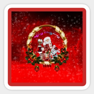 Santa Claus and cute elf wish you a merry christmas Sticker